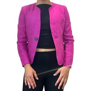 Jones New York Vintage Hot Pink Textured Cropped Blazer Jacket Size 2P